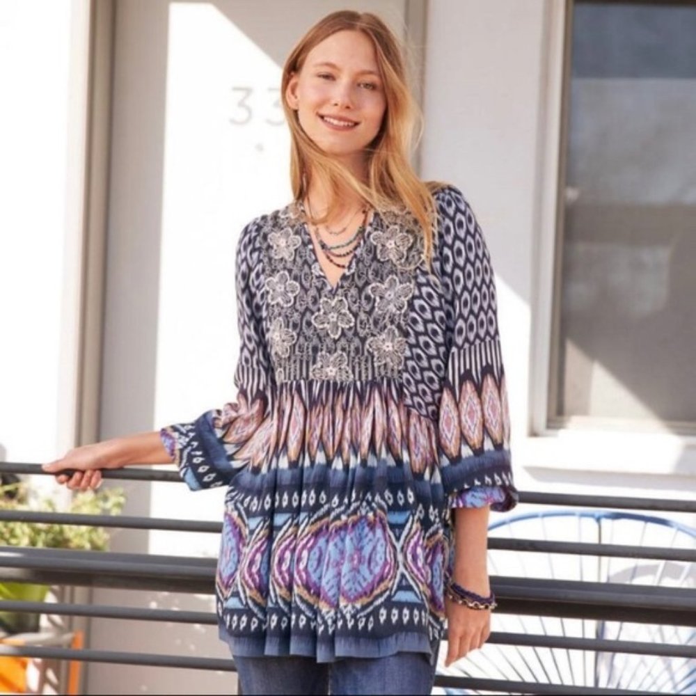 SUNDANCE Floral Stella Tunic Boho Shirt Top